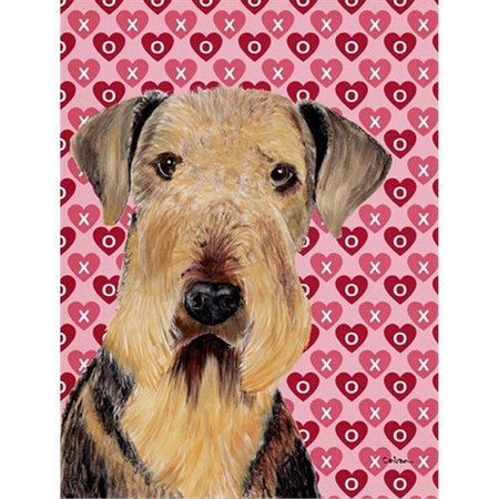 PATIOPLUS 15 x 15 In. Airedale Hearts Love And Valentines Day Portrait Flag; Garden Size PA246842